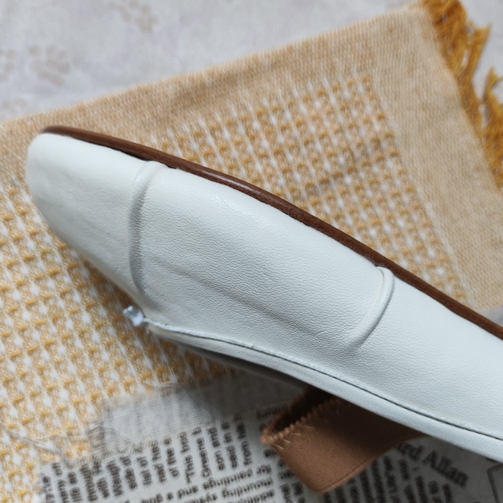 Maison Martin Margiela White Leather Mules with Brown Strap - Picture 4 of 11